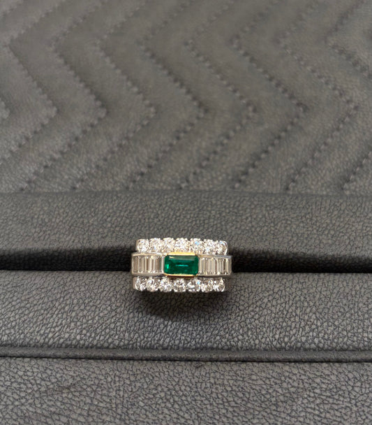 Anello diamanti e smeraldo